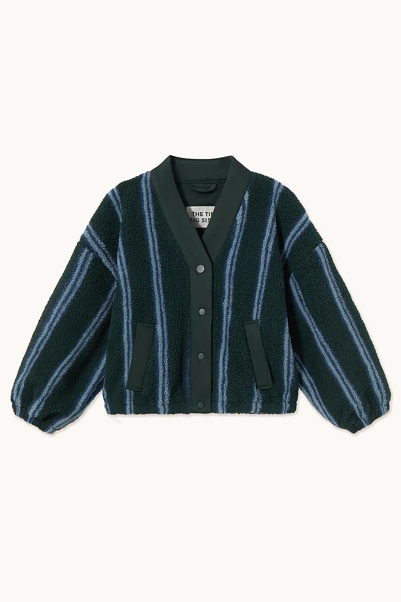 V-Neck Stripes Sherpa Jacket