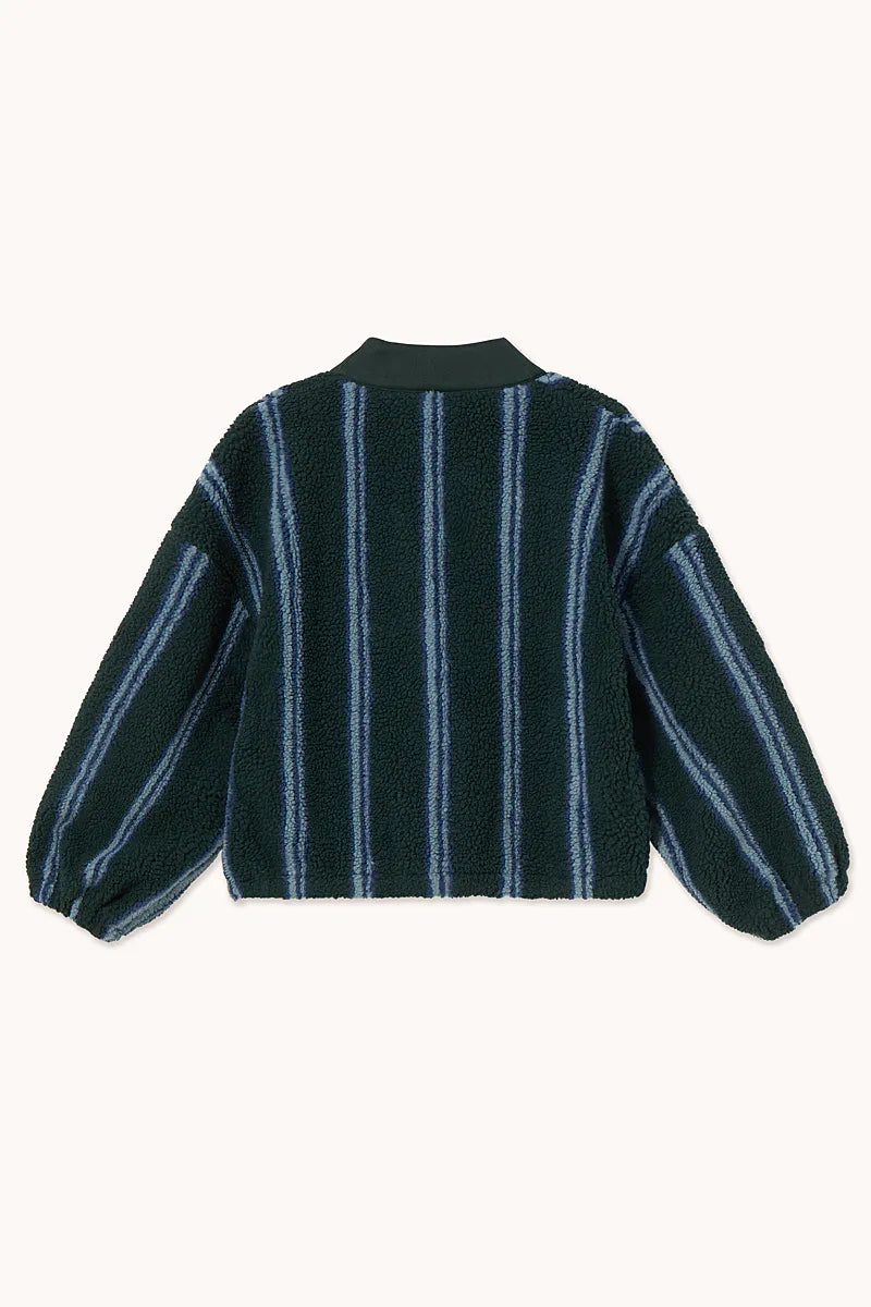 V-Neck Stripes Sherpa Jacket