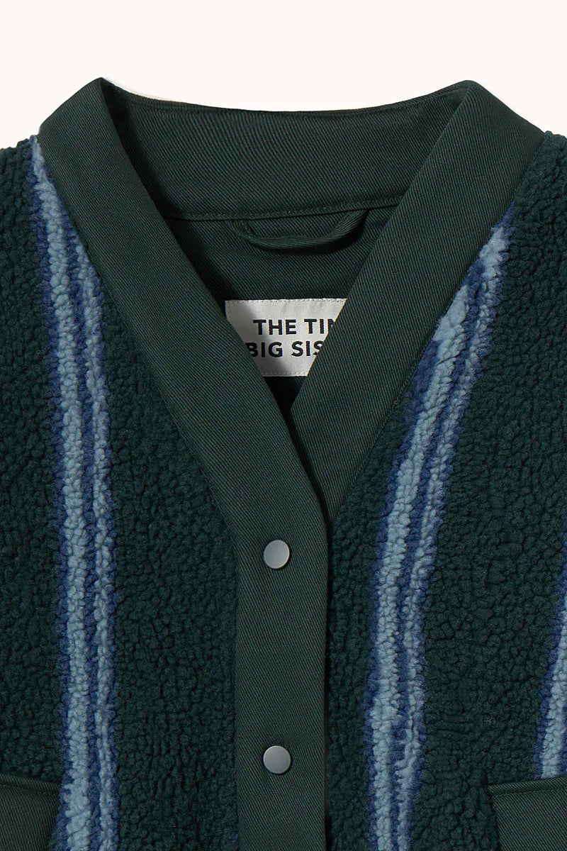 V-Neck Stripes Sherpa Jacket
