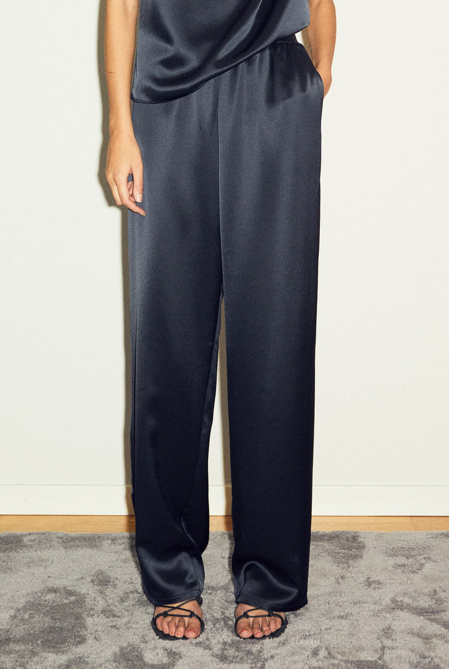 AYLA satin trousers BLUE GREY