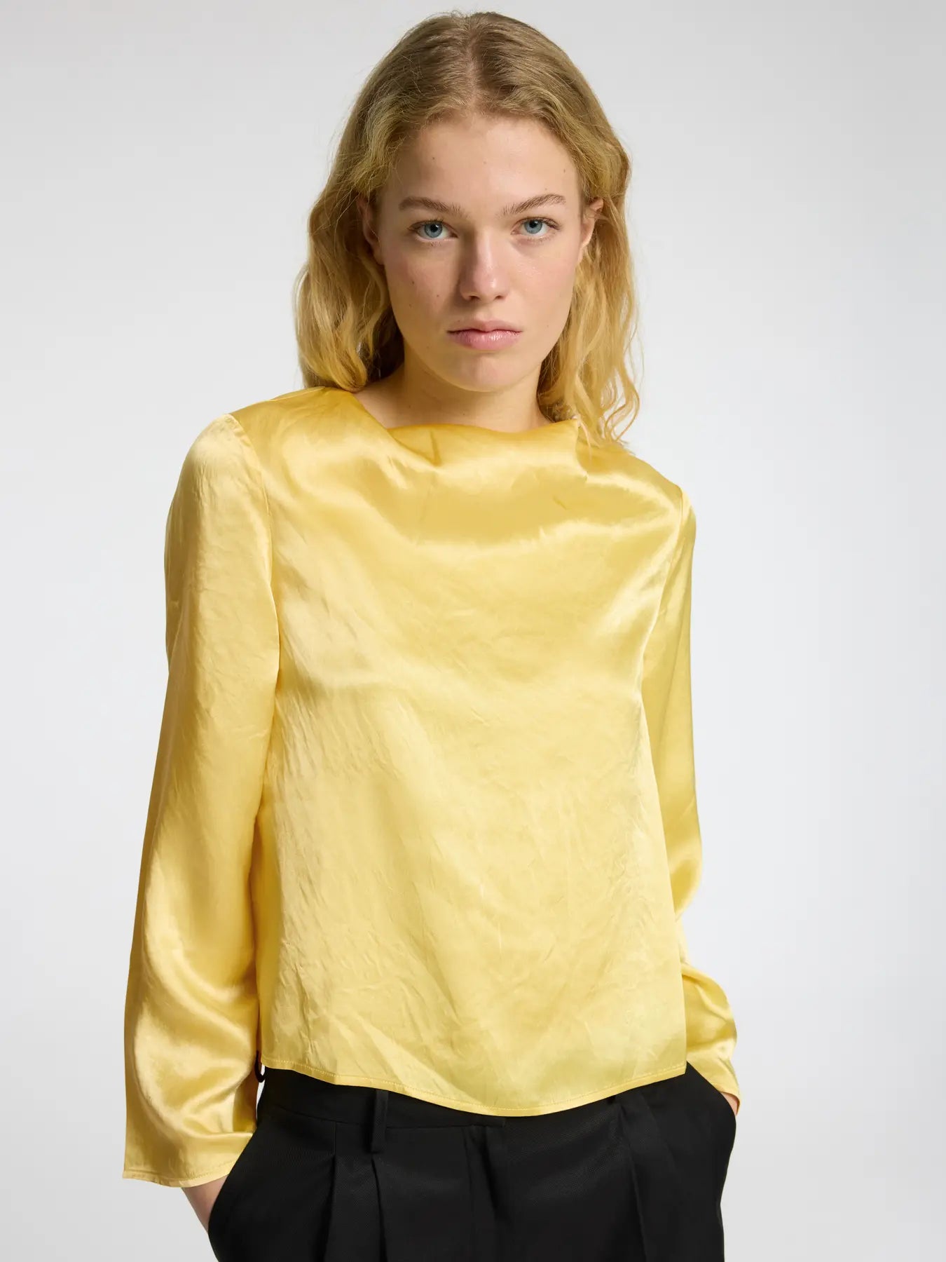 SLFSELENE LS Draped Neckline Top