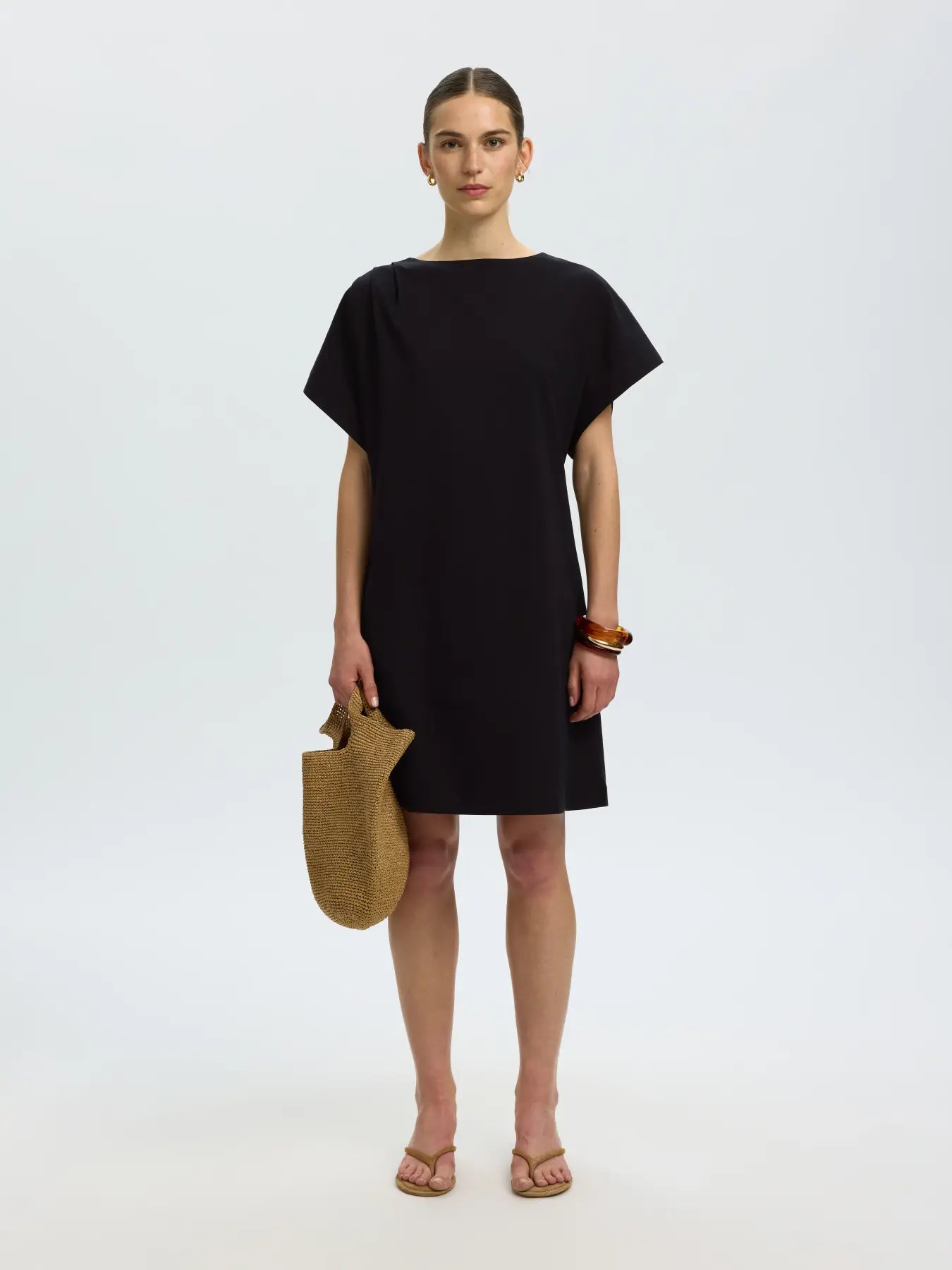 SLFCALLI SS SHORT DRESS - BLACK
