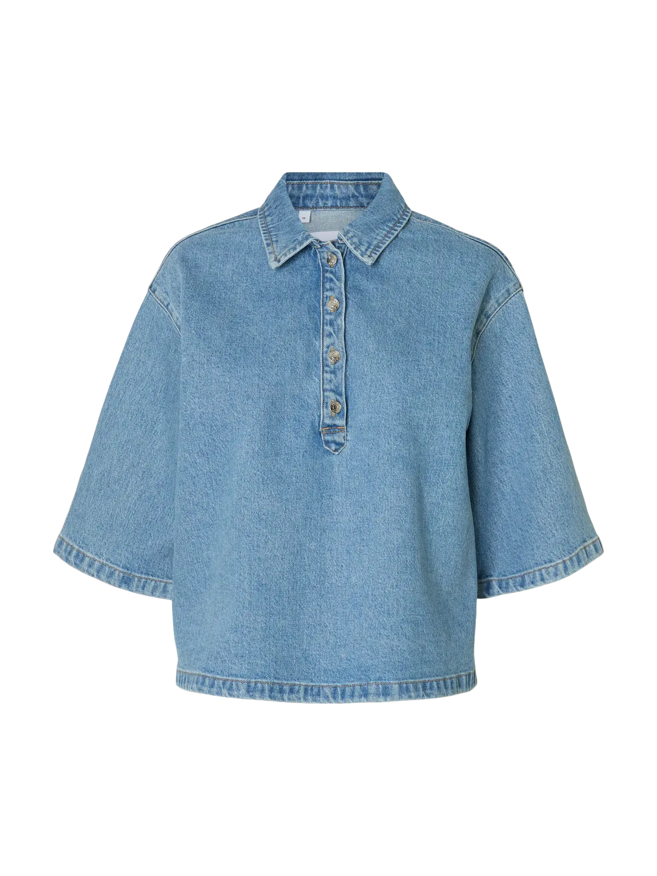 SLFLIVA-KORI 2/4 Boxi polo denim shirt
