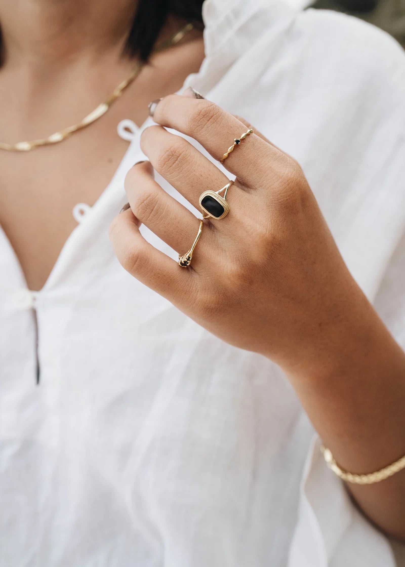 Square Souvenir Ring BLACK GP