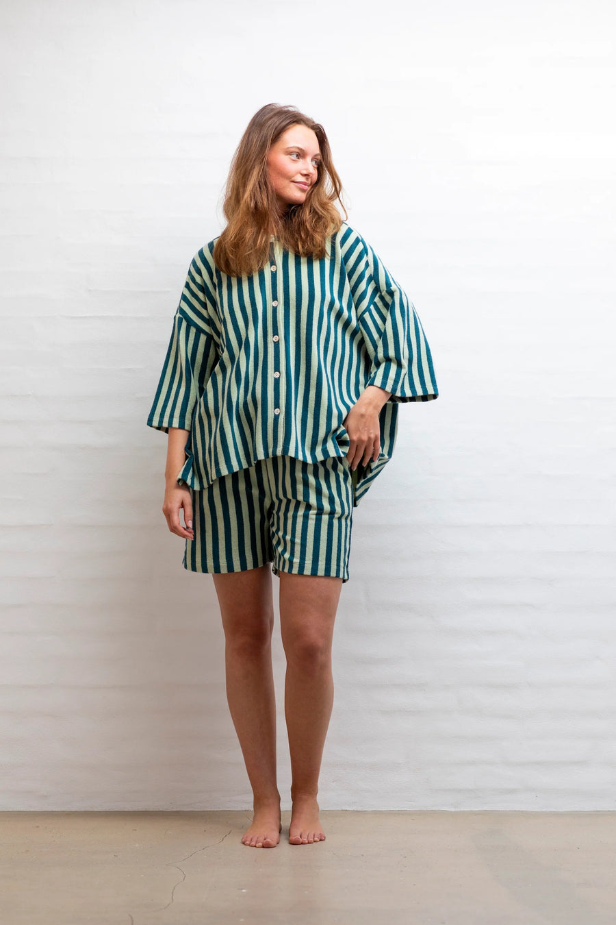 NARAM Oversized Shirt SEA FOAM & DEEP TEAL