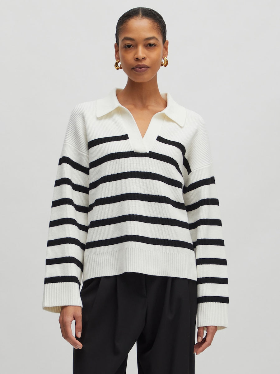 TARIA Jumper Black/white stripes