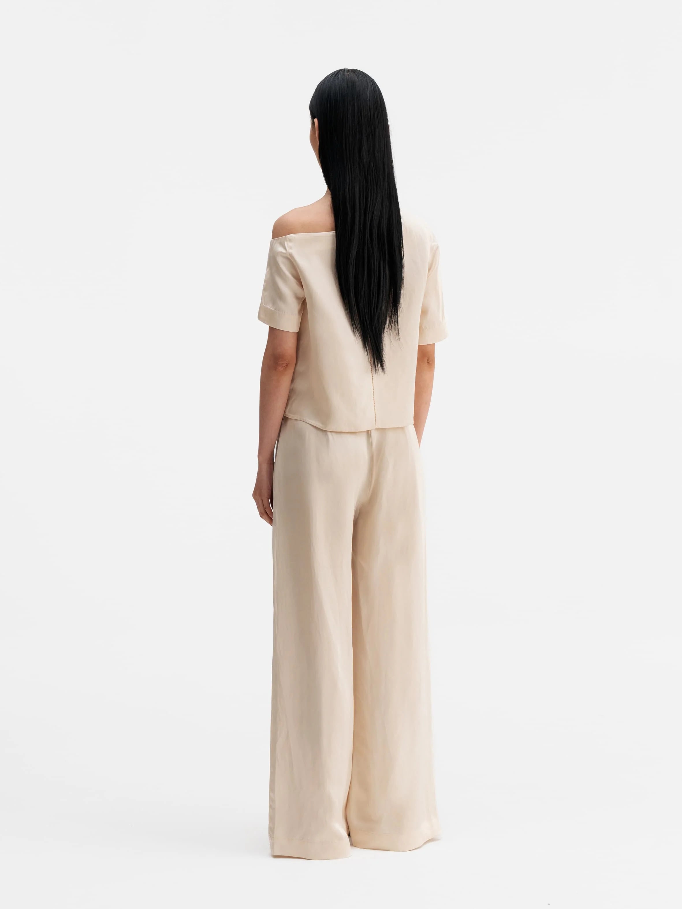 CHIMA Cropped Linen Blouse - Cream
