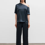 AYLA satin trousers BLUE GREY