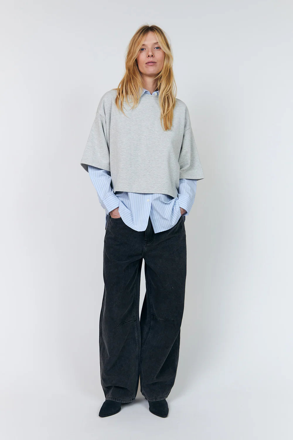 DANLL boxy sweatshirt LIGHT GREY MELANGE