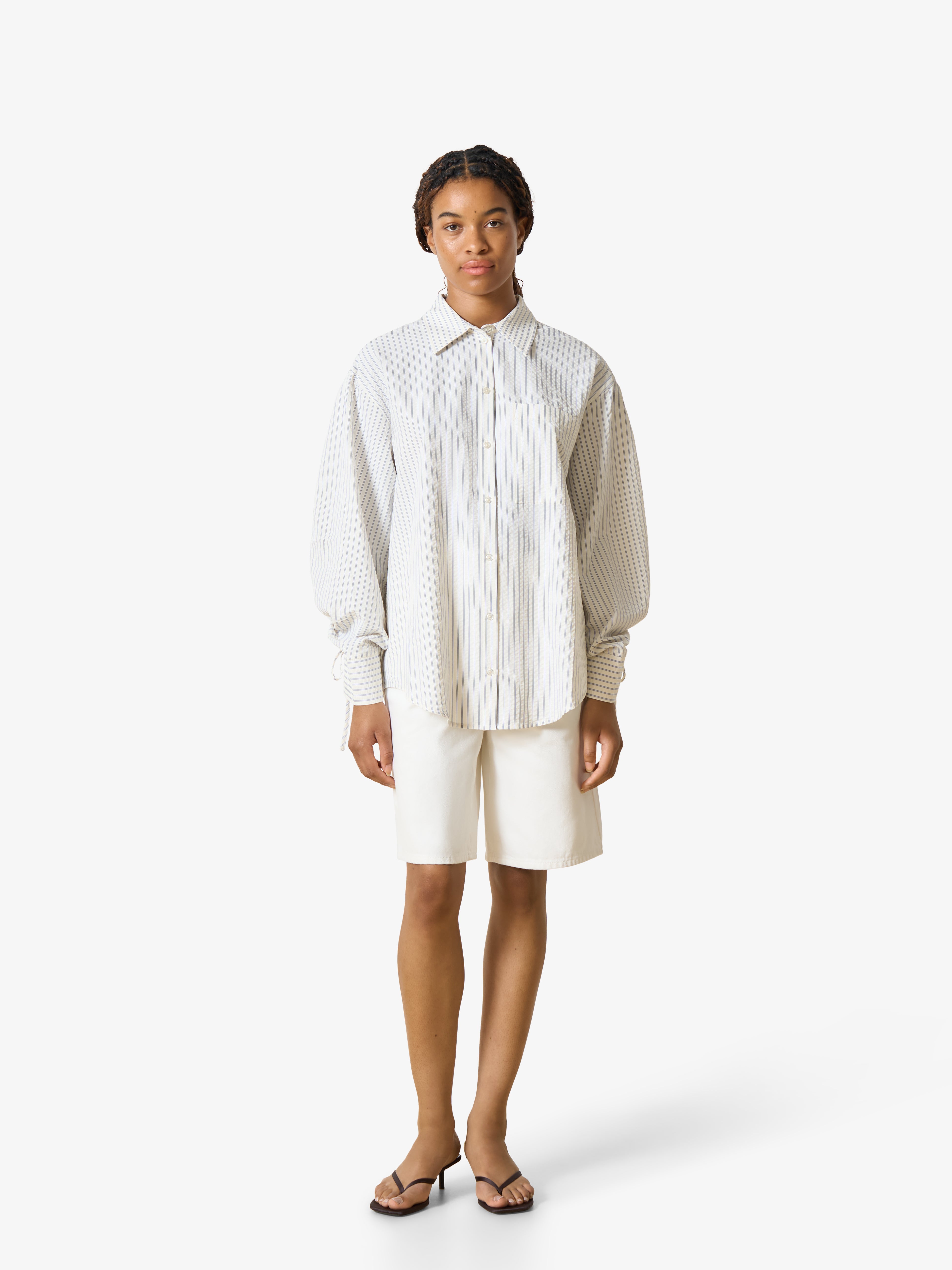 HANNI Shirt - Cream and blue stripe