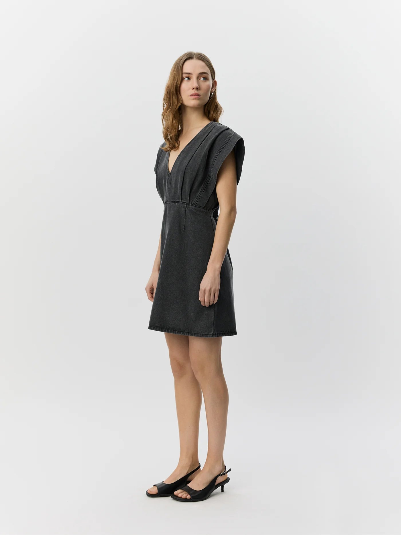 ENYASW Midi Denim Dress - Black Washed Denim