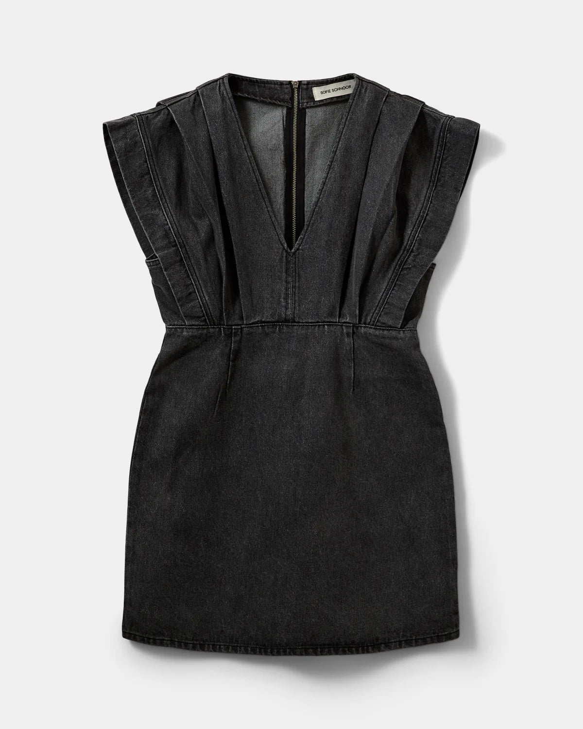 ENYASW Midi Denim Dress - Black Washed Denim
