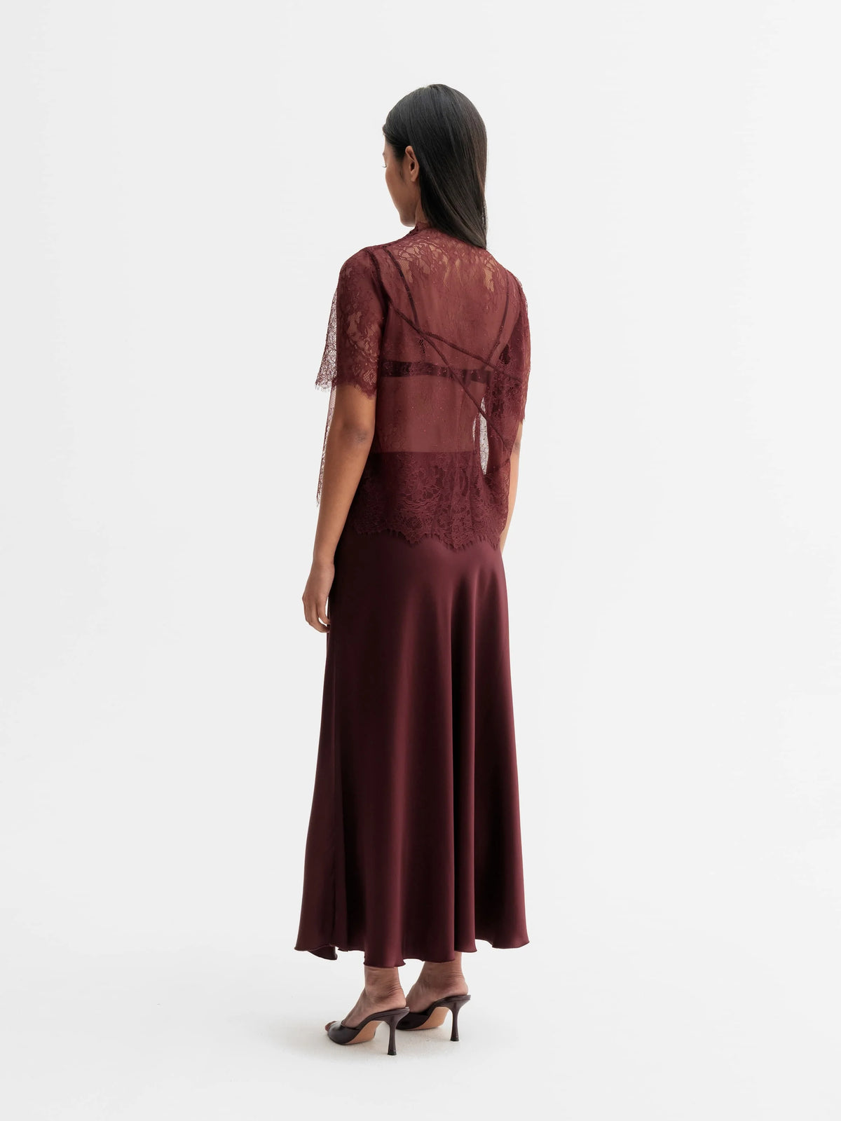 EDINA Lace Tee - Burgundy