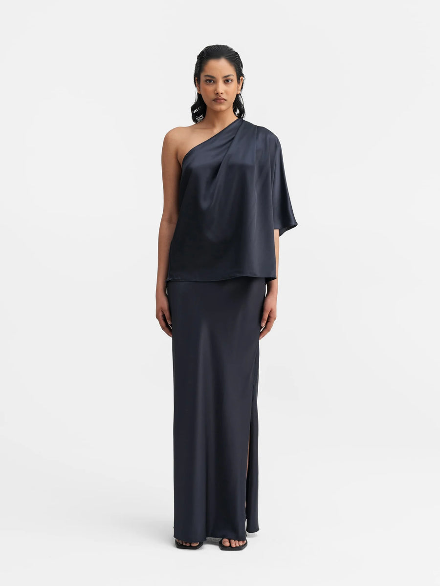 ELLA Satin Blouse BLUE GREY