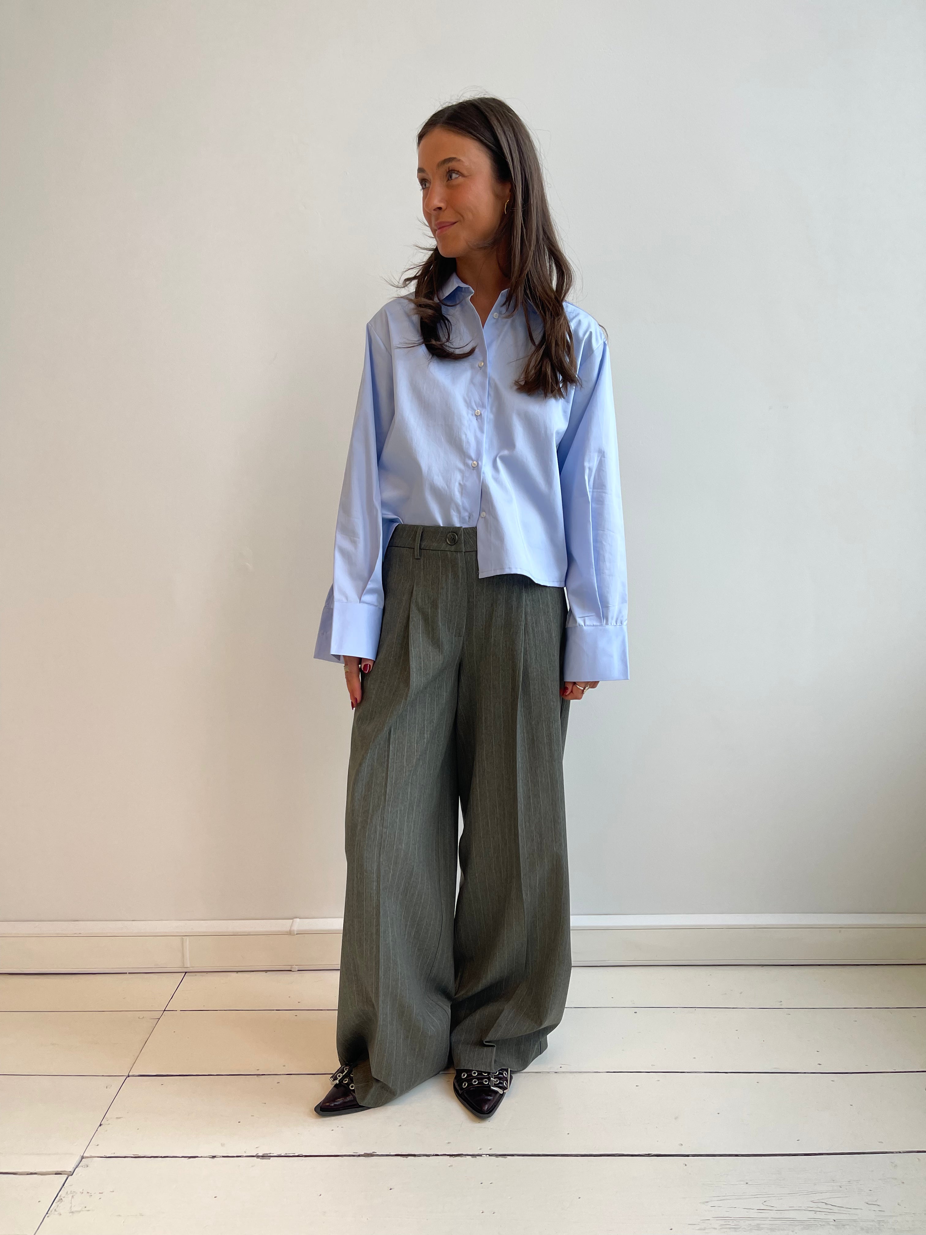 LOGAN Pants - Green Pinstripes