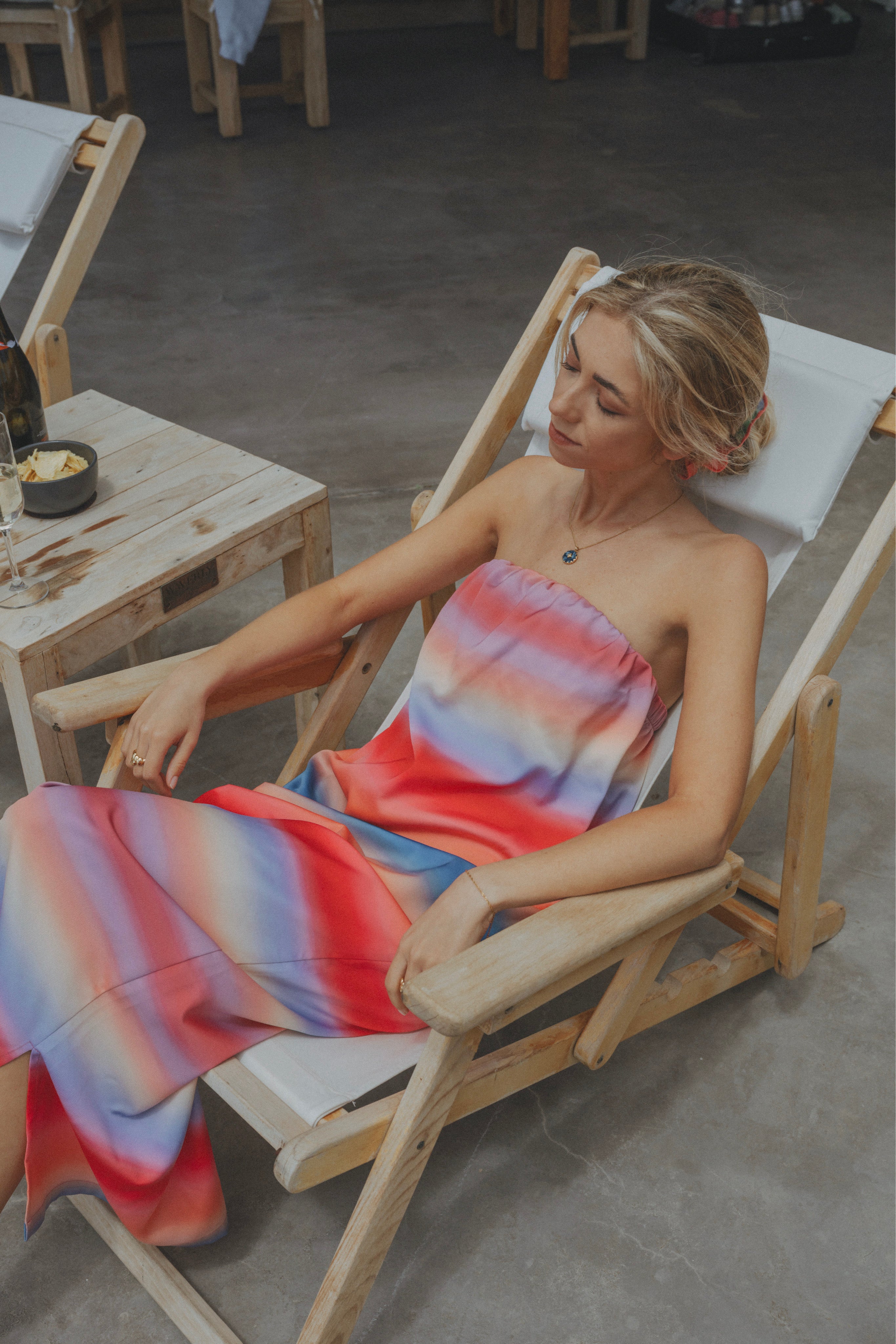 EMMA Dress Strapless rainbow digital print