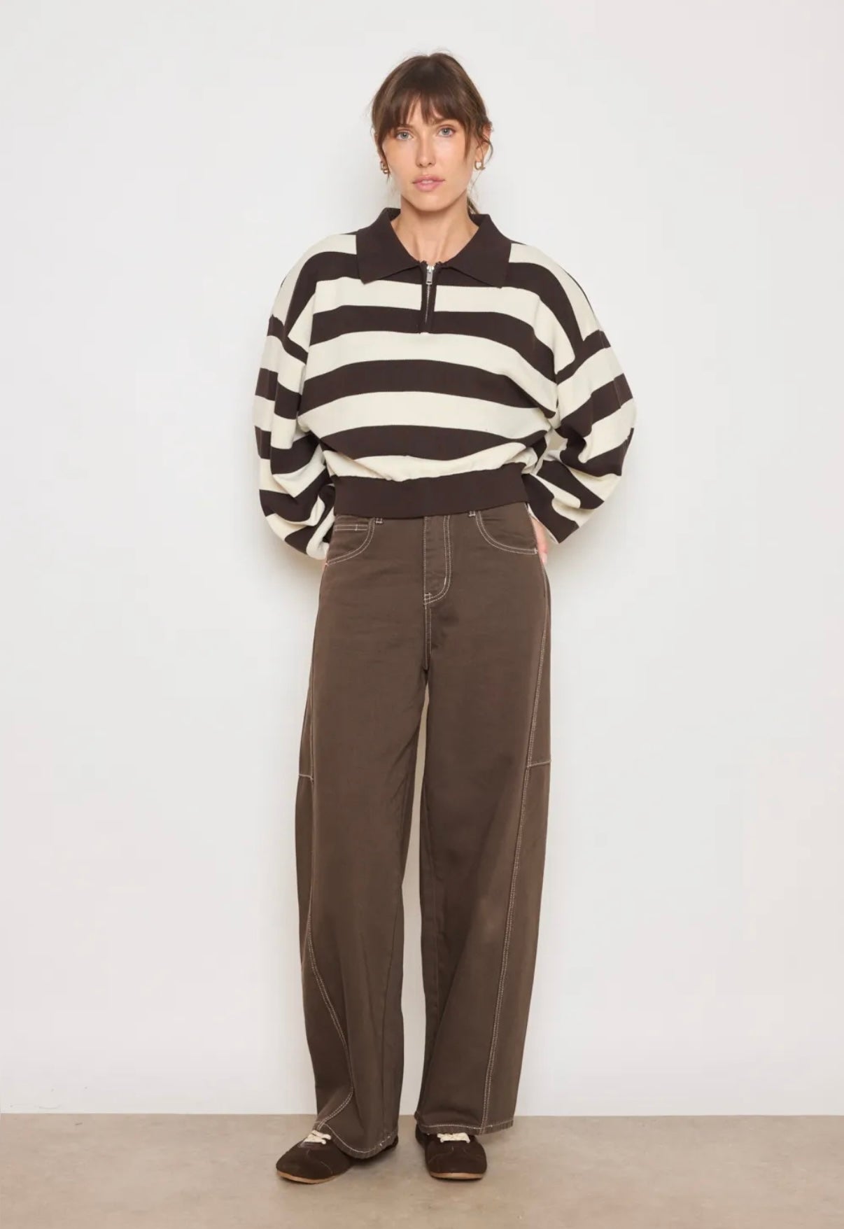 EVE Knit Polo Brown Striped