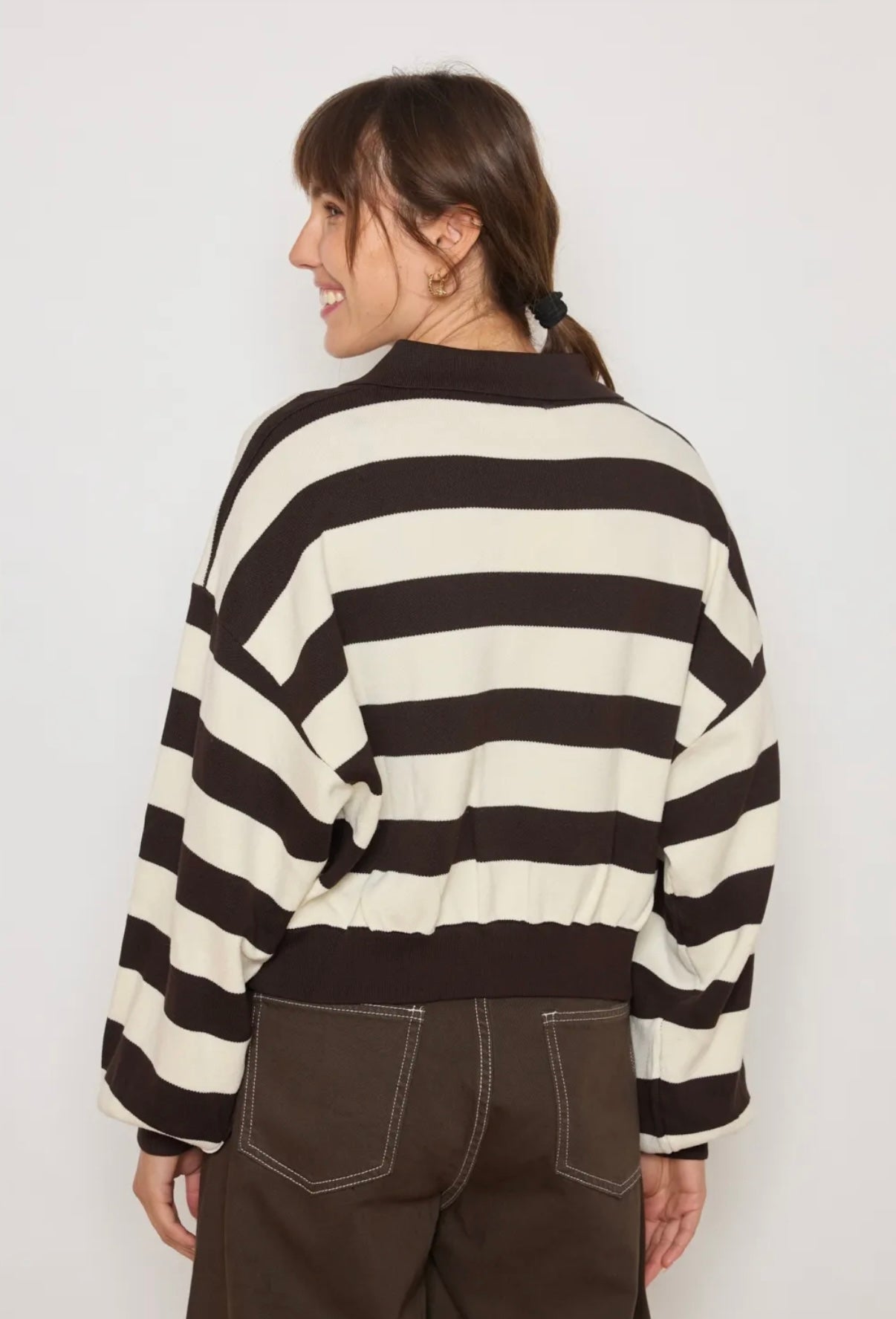 EVE Knit Polo Brown Striped