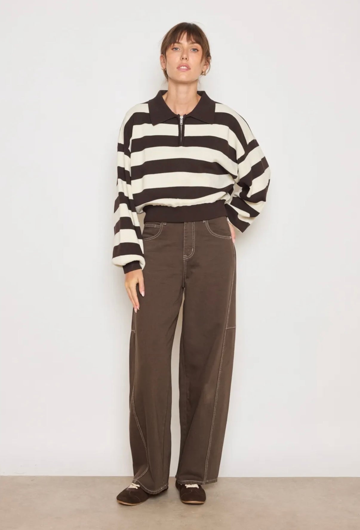 EVE Knit Polo Brown Striped