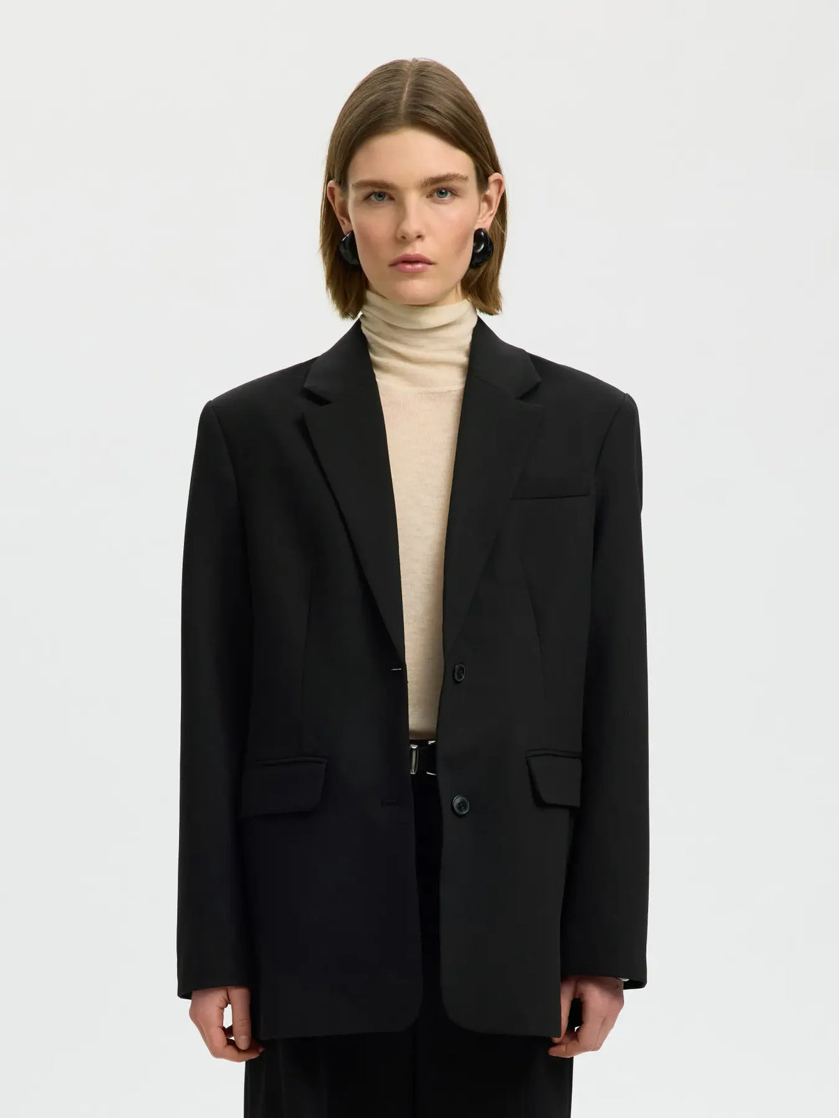 SLWOVESIZED MARA Wool Blazer BLACK