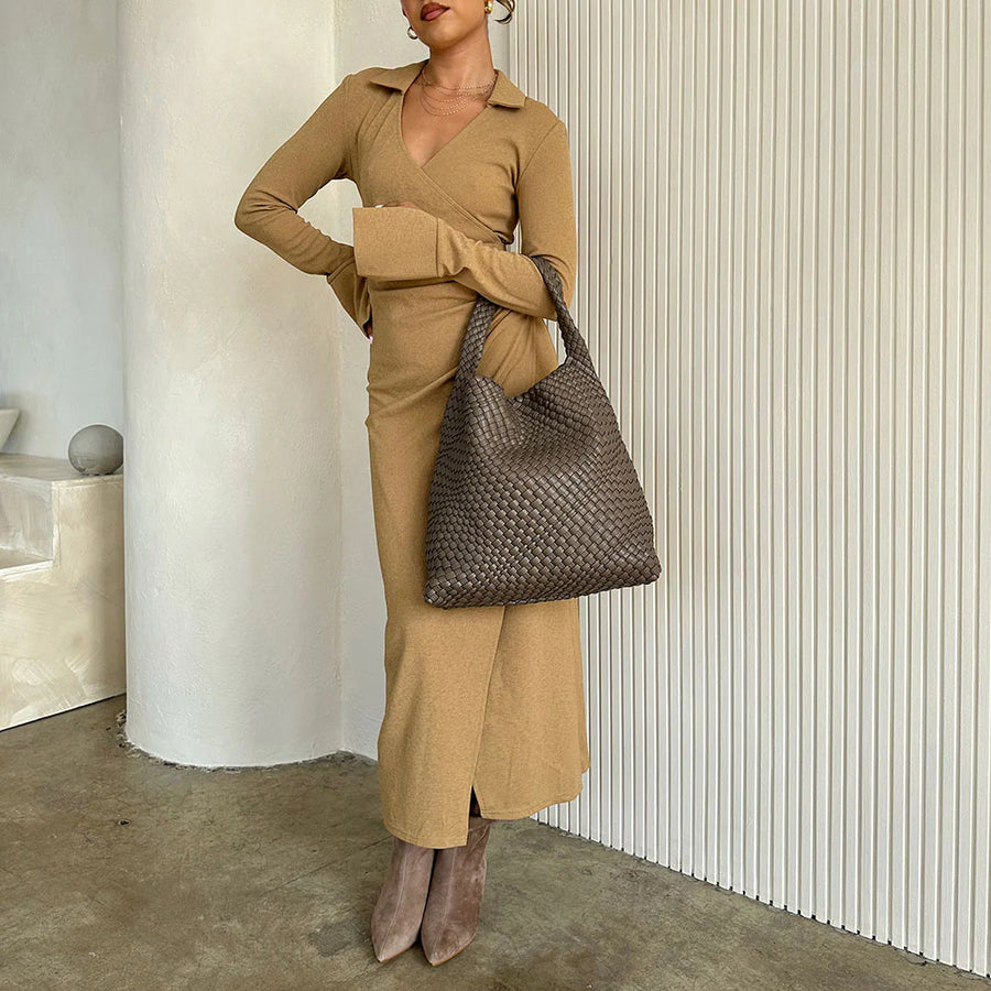 JOHANNA Espresso recycled vegan shoulder bag