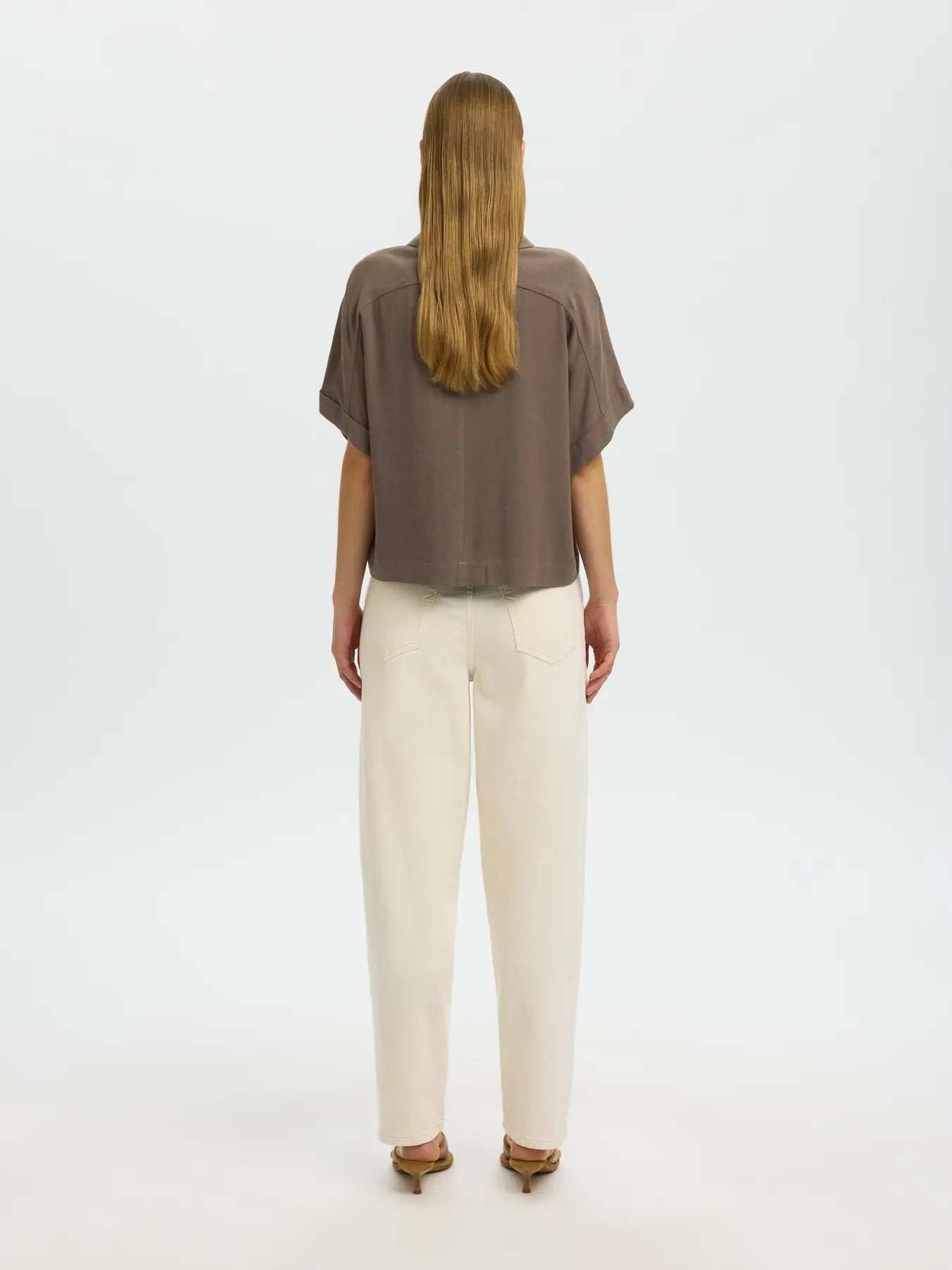 SLWVIVA SS cropped sun shirt CHOCOLATE CHIP