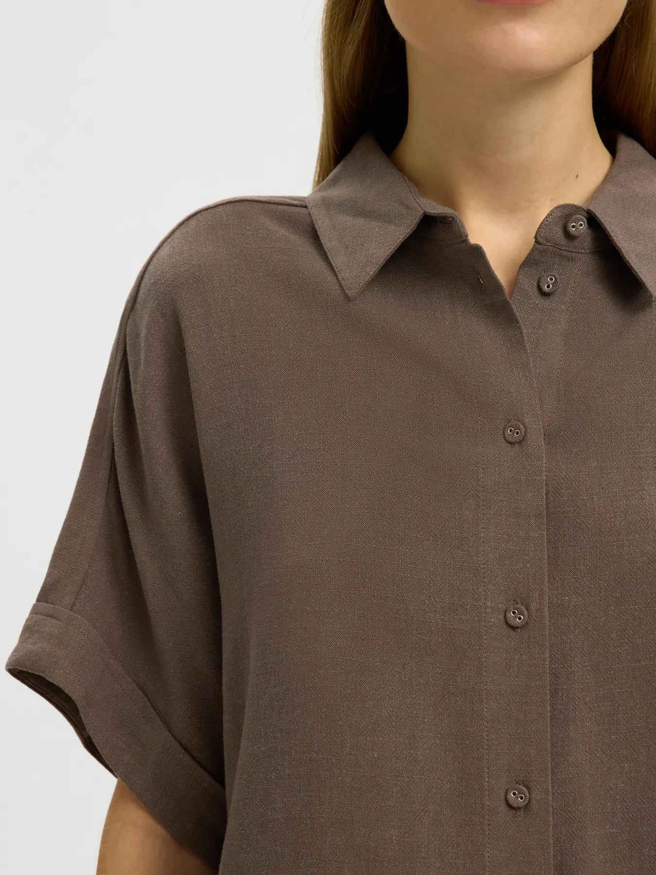 SLWVIVA SS cropped sun shirt CHOCOLATE CHIP