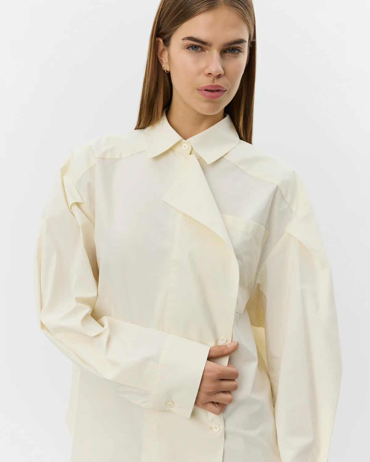 KITSW Oversize multi-closure shirt LIGHT YELLOW