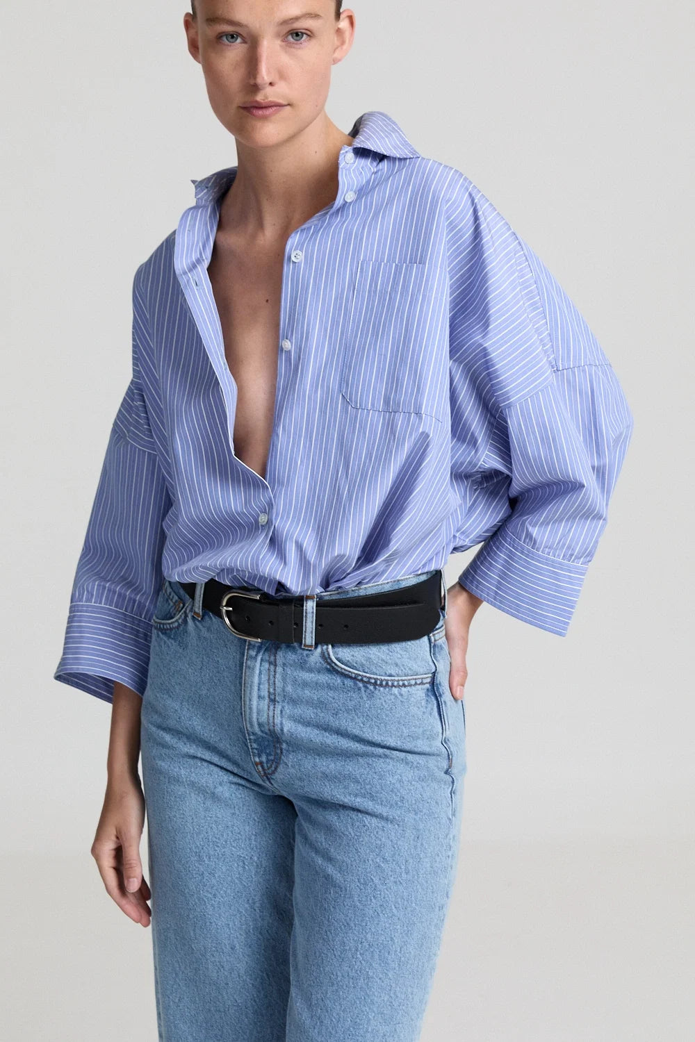 JACKIE Shirt - Light Blue Striped