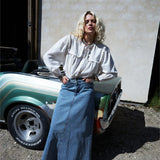 LUNA Maxi skirt Blue denim