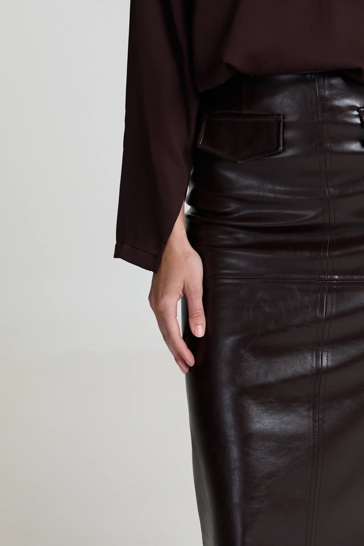 MARCELA Skirt - Faux Leather Brown