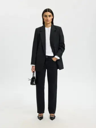 SLFCOLWOMAN LS Oversized tee Bright white