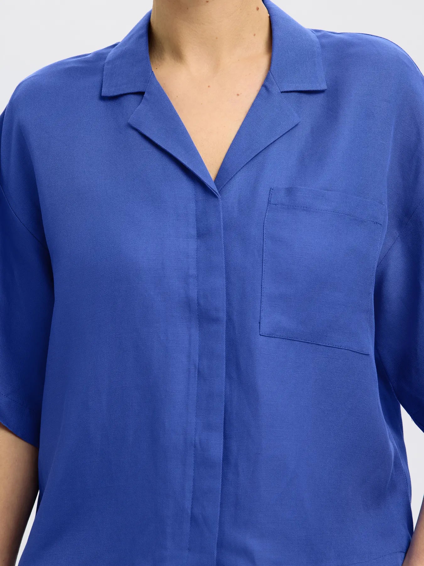 SLFLYRA Boxy linen shirt Dazzling blue