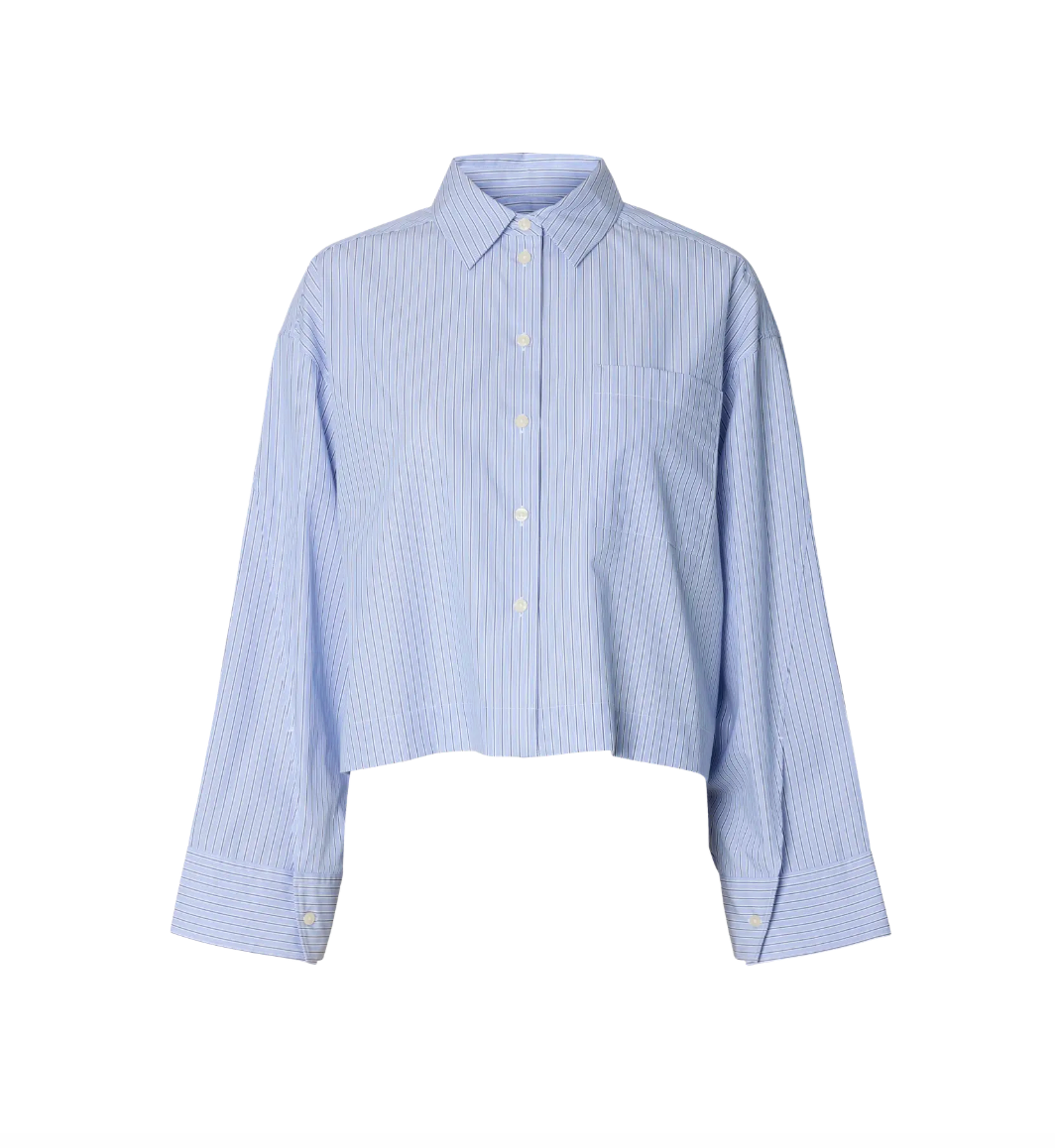 SLWDANNIE LS Cropped Boxy Shirt - Dark Sapphire