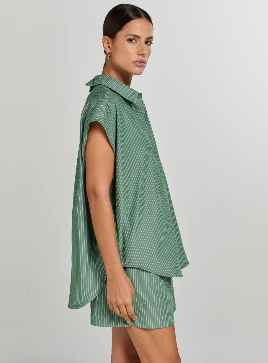 ALBA Shirt Green/white stripes