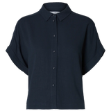 SLFVIVA SS Cropped sun shirt Dark Sapphire