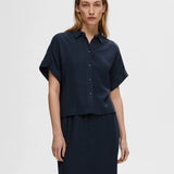 SLFVIVA SS Cropped sun shirt Dark Sapphire