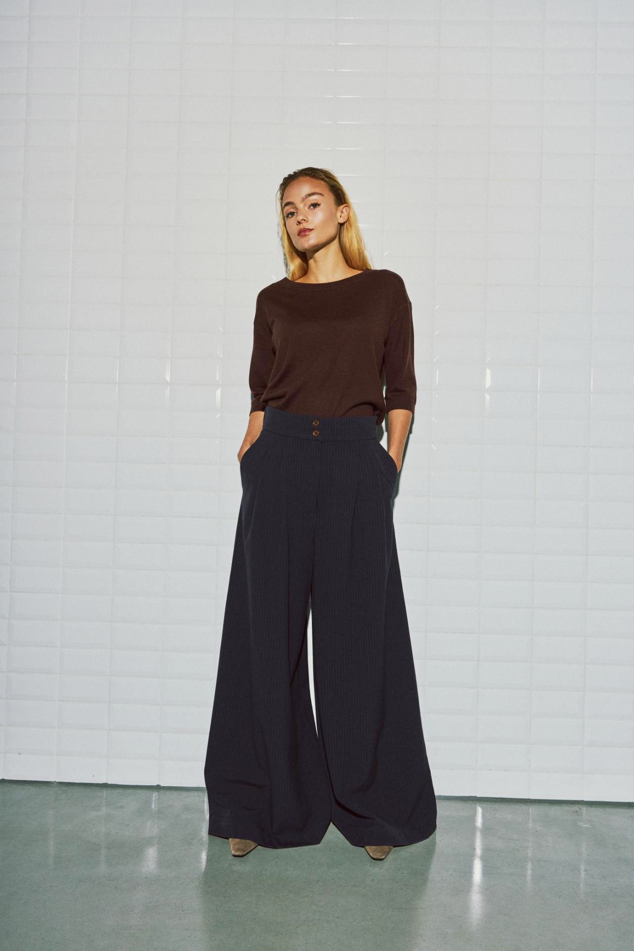 WBLLILY Tailored Pants - Navy Pinstripe