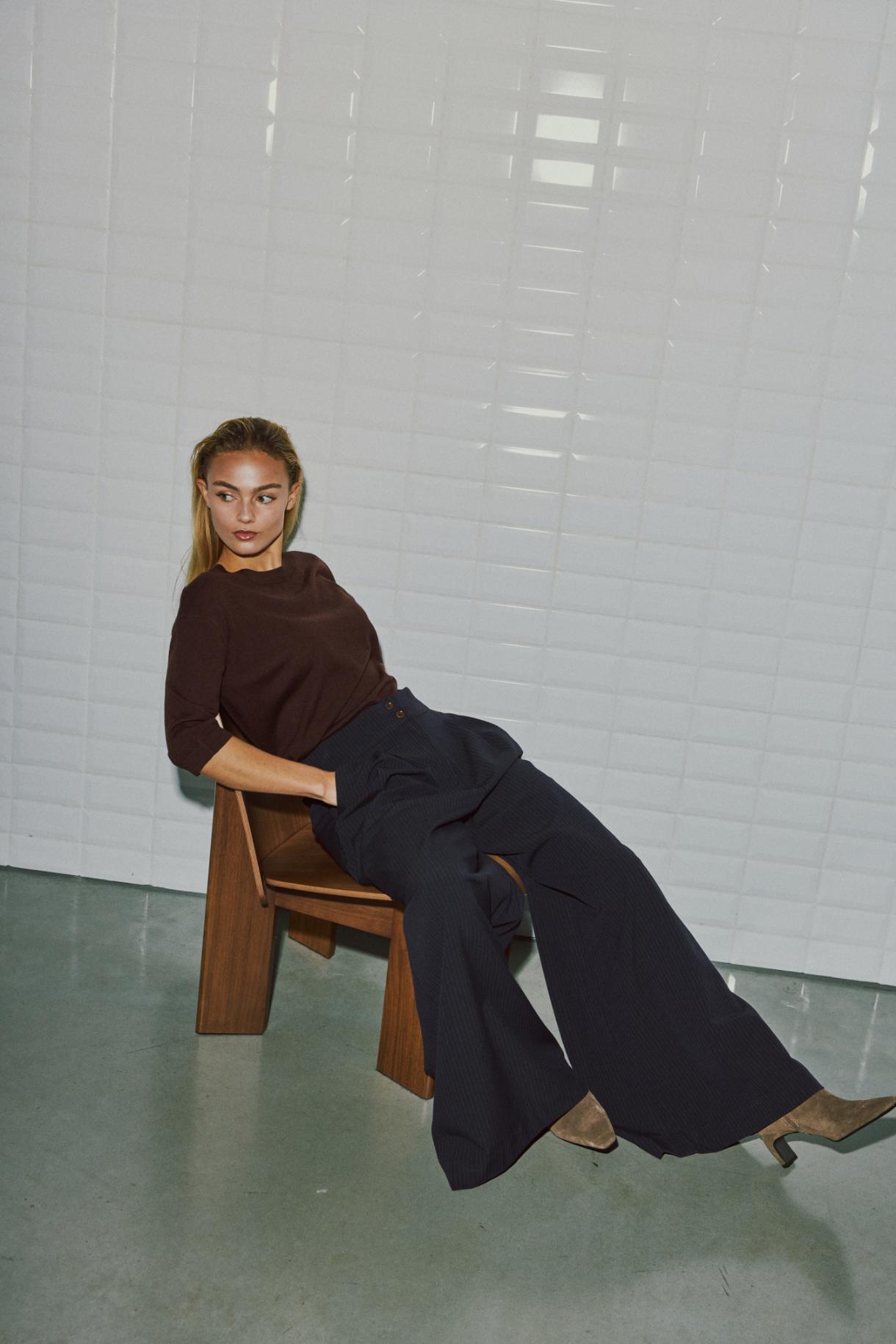 WBLLILY Tailored Pants - Navy Pinstripe