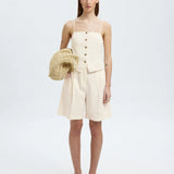 SLFMETTE Buttoned Jacquard Strap Top BIRCH