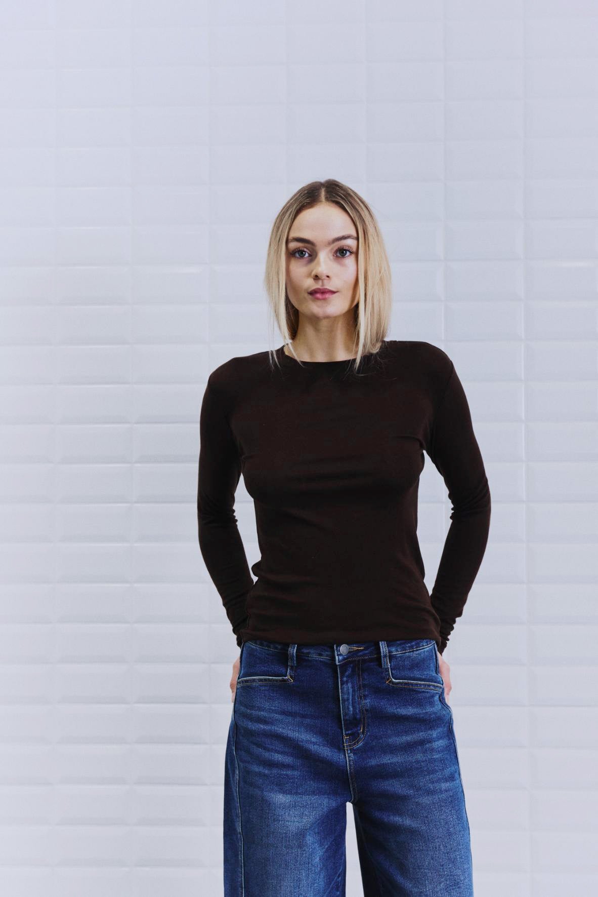 WBLJOSEFINE LS Tee - Dark Brown