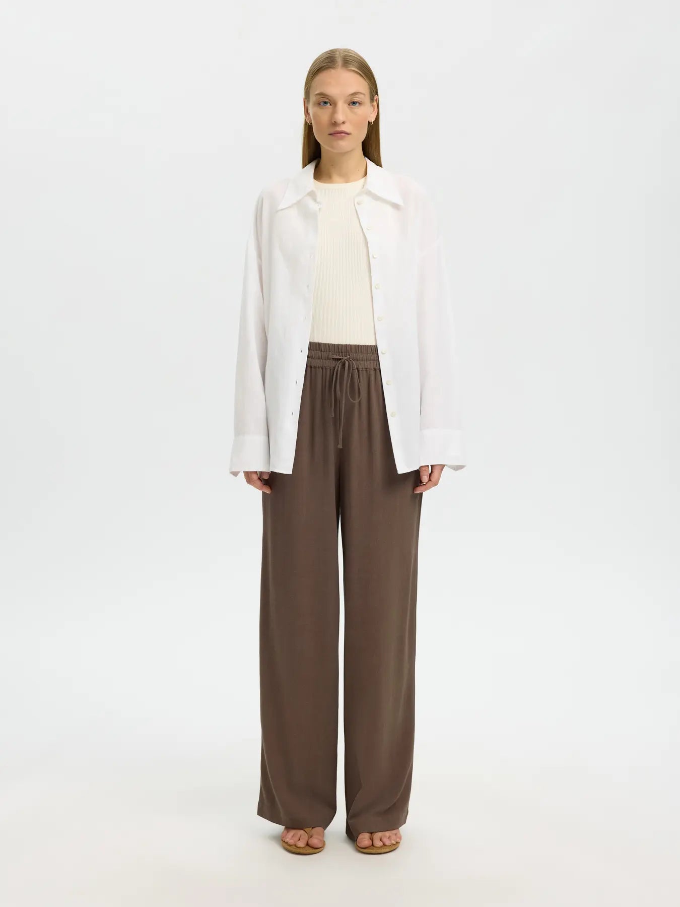 SLWVIVA-GULIA HW long sun pants CHOCOLATE CHIP