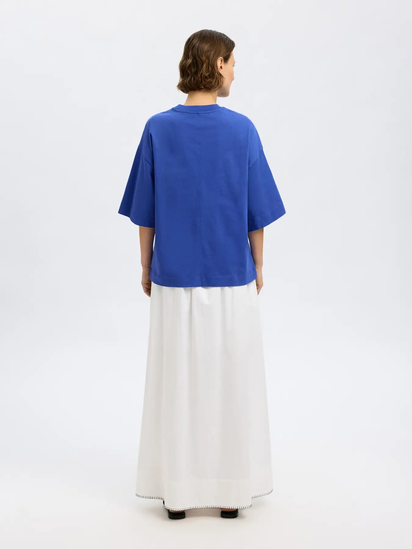 SLFCOLWOMAN 2/4 Oversized tee Dazzling blue