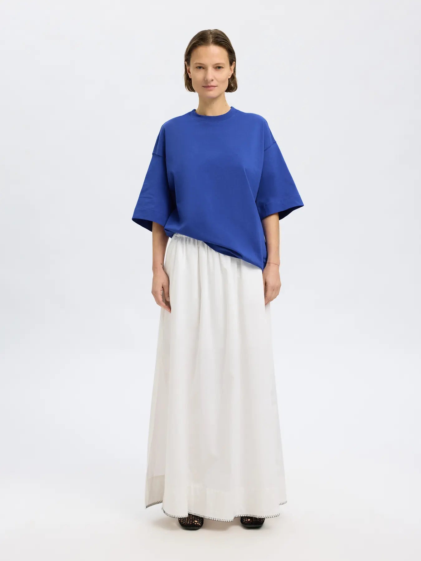 SLFCOLWOMAN 2/4 Oversized tee Dazzling blue