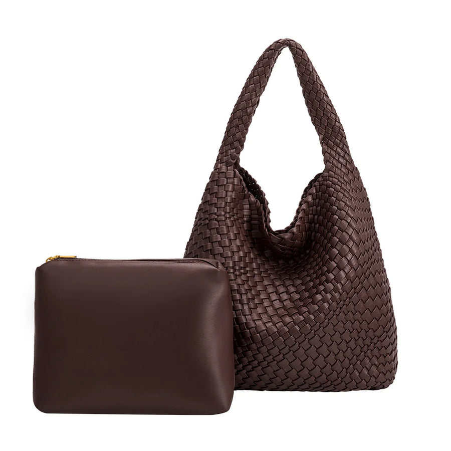 JOHANNA Espresso recycled vegan shoulder bag