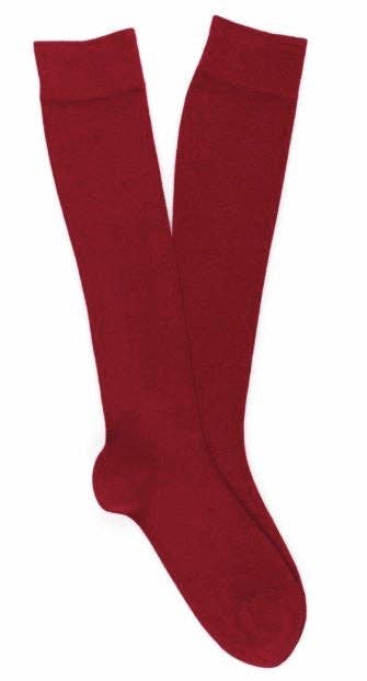 KLUE Cotton Knee High plain socks - Burgundy