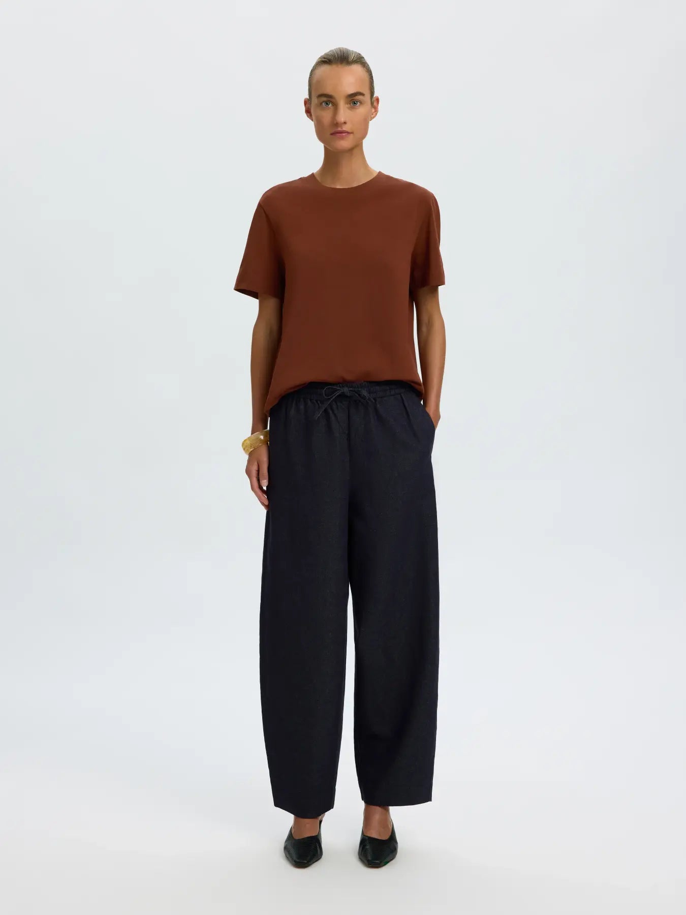 SLFESSENTIAL SS Boxy tee CHERRY MAHOGANY