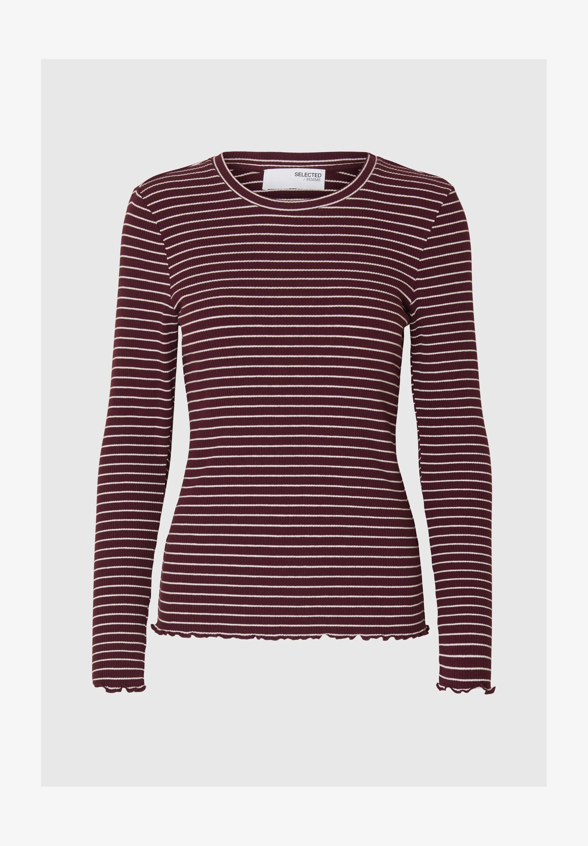 SLFANNA LS Crew Neck - Striped/Fig
