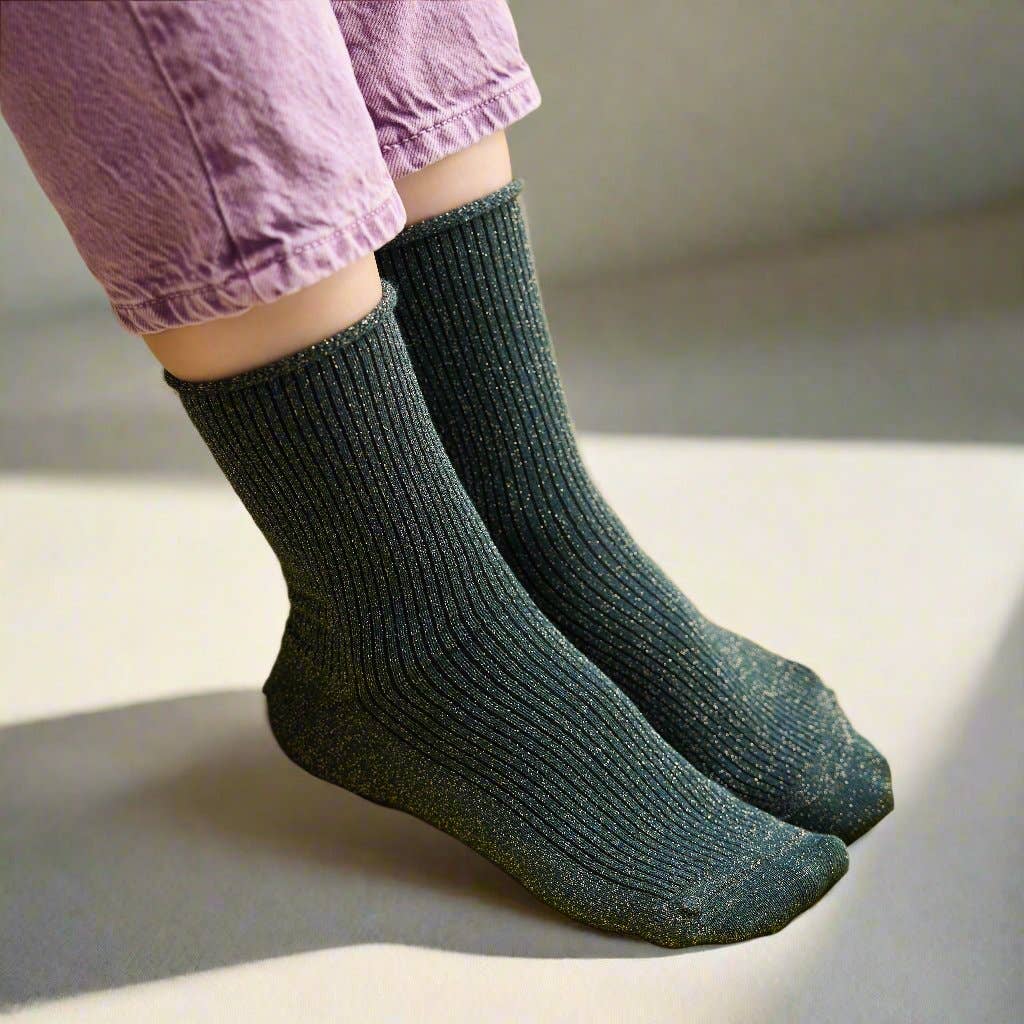 KLUE Glitter Lurex socks  - Green