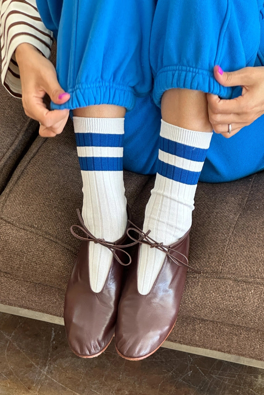 HER VARSITY socks - White/Blue